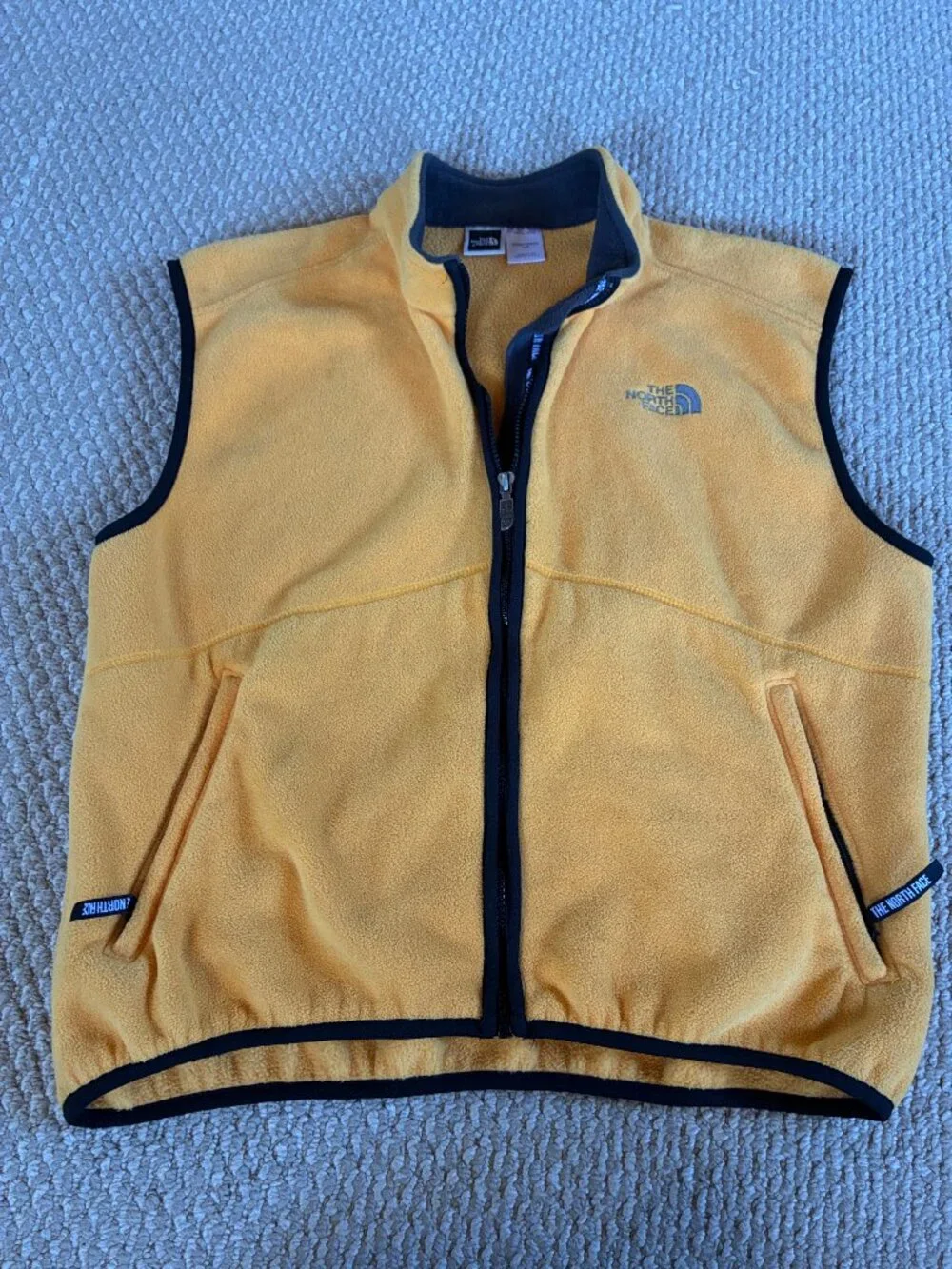 Vintage Rare North Face Vest Sleeveless Fleece Yellow Black Large Made in USA
